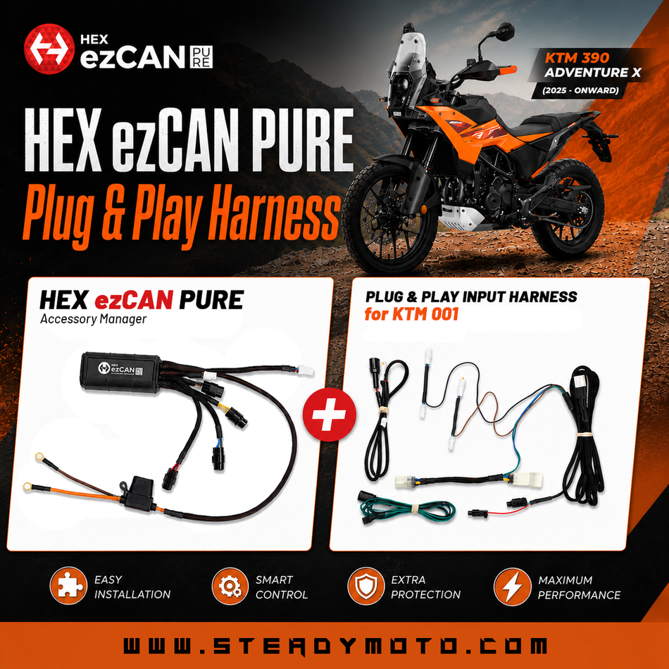 HEX ezCAN Pure 搭配適用於 KTM 390 Adv R/X & Enduro R (2025-) 的 Plug & Play 線組