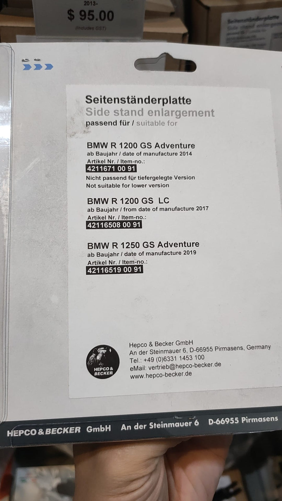 加大側柱座 / 適用於 BMW R 1200/ R 1250 GS Adv (2014-)